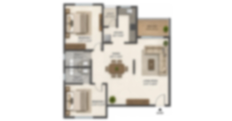 Orbis Ghansoli 2 BHK Floor Plan