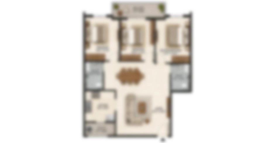 Orbis Ghansoli 3 BHK Floor Plan